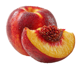 Fresh nectarine slices kitchen table food natural light isolated on transparent background