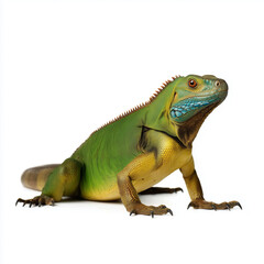 Obraz premium Colorful Green Iguana Standing on White