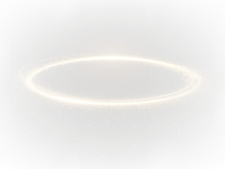 Golden glowing halo on transparent background creates a calming visual effect in a serene setting
