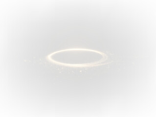 Golden glowing halo on transparent background creates a calming visual effect in a serene setting