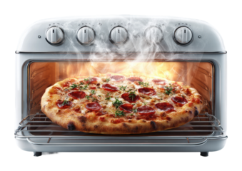 Baking perfect pepperoni pizza kitchen food isolated on transparent background