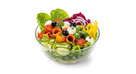 Fresh vegetable salad in a glass bowl