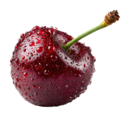 Fresh cherry with water droplets food nature isolated on transparent background