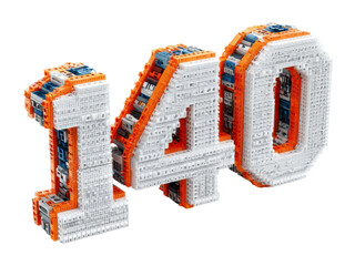 Building a creative number sculpture 140 digital isolated on transparent background