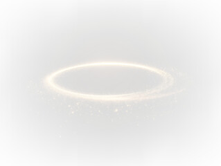 Golden glowing halo appears on a transparent background, radiating light and creating a peaceful atmosphere. This gentle effect can enhance designs and artwork with ease.