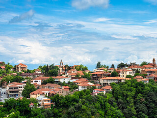 Fototapeta premium skyline of Sighnaghi town on summer morning