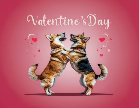 Kartka walentynkowa z parą przytulających się ps&oacute;w