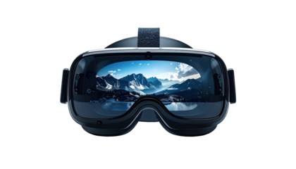 Virtual Reality Headset With Scenic Mountain Landscape Display For Immersive Gaming And Travel