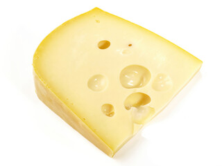Food - Emmental Cheese Piece on white Background