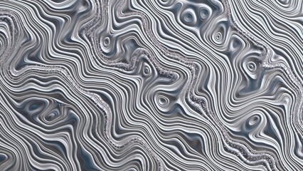 Wavy pattern with veins and placers of small stones, diamonds. 3D render.