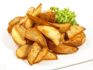 Food - Potato Wedges on white Background