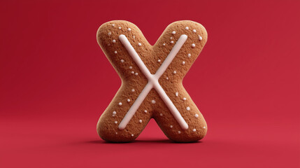 X for Xmas, Christmas word, letters, made of gingerbread man cookies for Christmas theme holiday party celebration