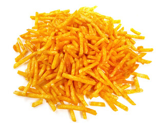 Food - Skinny Potato Sticks on white Background