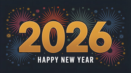 Happy new year 2026 celebration with festive fireworks display