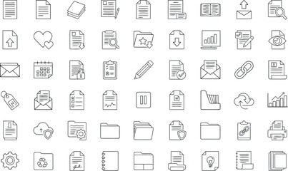 Set of handdrawn document and office icons