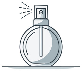 Obraz premium Perfume spray bottle illustration in monochrome style.