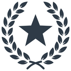 Elegant Star Inside Circular Laurel Wreath Symbol for Victory Achievement and Recognition Graphics