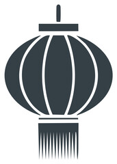 Traditional Asian paper lantern silhouette icon for festival decoration and celebration