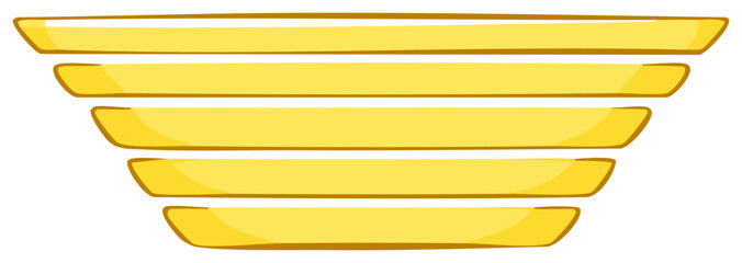 Cartoon golden stripes forming a layered bowl or funnel shape vector illustration
