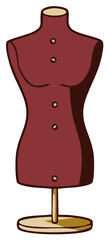 Stylized red dress form for fashion design, tailoring, sewing, and clothing display