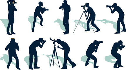 Obraz premium set of silhouettes of photographer