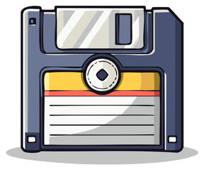Illustration of a Classic Floppy Disk for Data Storage from the Late Twentieth Century