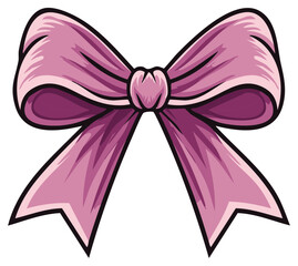 Elegant Pink Ribbon Bow, Graceful Decoration Element, Ribbon Illustration, Festive Design, Sweet Gift Wrap Embellishment, Cute Ornament Icon