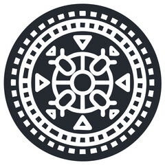 Abstract ethnic circular pattern, decorative design with geometric shapes, triangles and shapes, oriental ethnic ornament in black and white