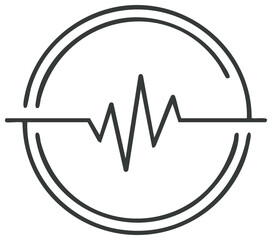 Minimalist soundwave and heartbeat pulse line icon. Abstract vector graphic symbol for audio or health.