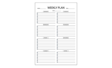 weekly planner note book page design 2026