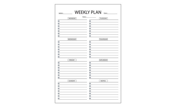 weekly planner note book page design 2026