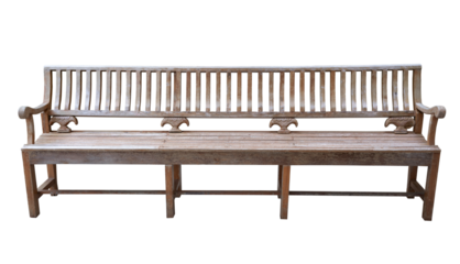 Old wooden bench isolated on transparent background.
