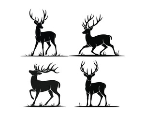 deer with large antlers, antler silhouette, deer silhouette, deer illustration set, majestic deer, big antler deer, rustic deer design, deer head vector, deer icon collection, antlered animal vector