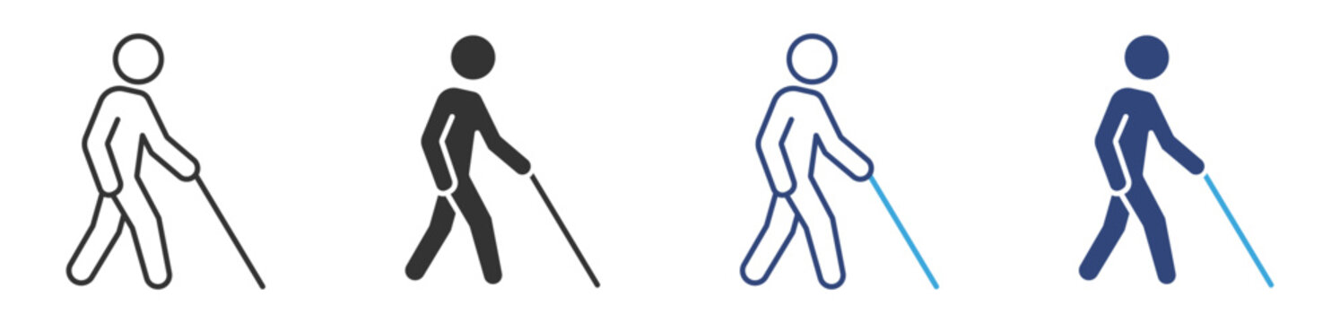 Blind icon, blind person walking icon set, vector illustration .