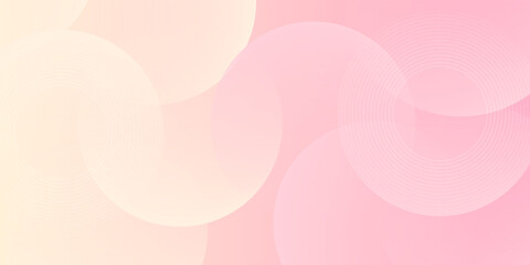 Minimalist banner background, pastel colorful, pink and yellow gradations. Circle effect style geometric, abstract background.
