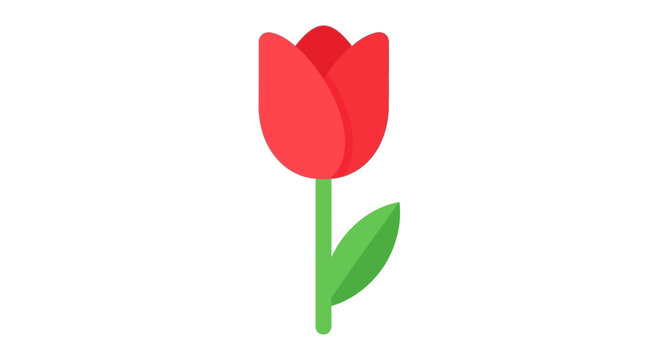 Isolated graphic illustration of a vibrant red tulip with green stem