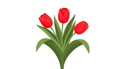 Fototapeta premium Vibrant floral arrangement featuring stylized red tulips with lush green foliage
