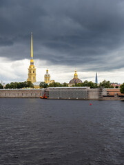 dark storm cloud over Peter and Paul fortress