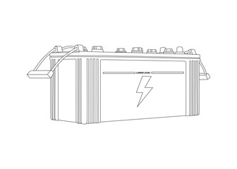 Detailed line art illustration of a car battery with terminals, cables, and power symbol.
Perfect for automotive manuals, technical guides, engineering diagrams, and battery-related projects.