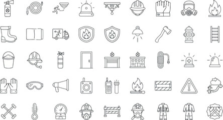 Collection of firefighter icons and symbols