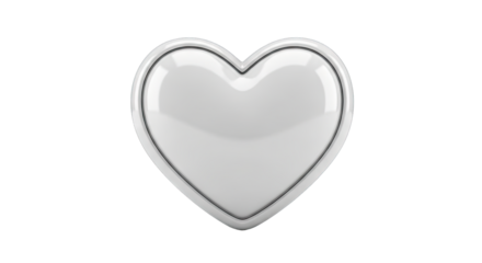 Glossy White Heart Shape With Stitching Detail and Transparent Background