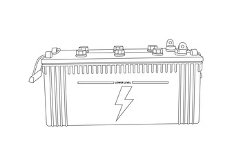 Bus Truck battery icon isolated on white background.
Hand-drawn sketch of a car battery, Battery icon vector illustration for website design.