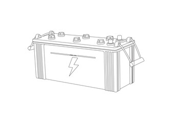 Bus Truck battery icon isolated on white background.
Hand-drawn sketch of a car battery, Battery icon vector illustration for website design.
