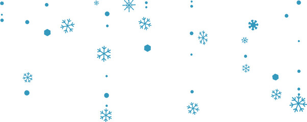 Winter background with snowflakes and geometric shapes hanging from the top edge