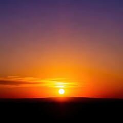 Obraz premium Breathtaking landscape at golden hour dusk, featuring a stunning sunset silhouette against the tranquil nightfall sky, horizon, open, view