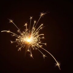 Fototapeta premium Brilliant streams of golden light radiating from a handheld sparkler in the dark, symbolizing festive new year celebrations and hope, bokeh, magic, hope