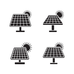 Solar Panel Icon Set | Eco-Friendly Clean Energy Symbol