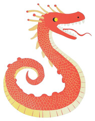 Naklejka premium PNG Papercut chinese serpent bright colors red.