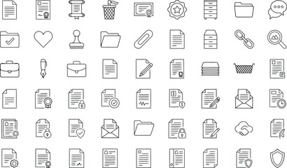 Collection of handdrawn document and contract icons