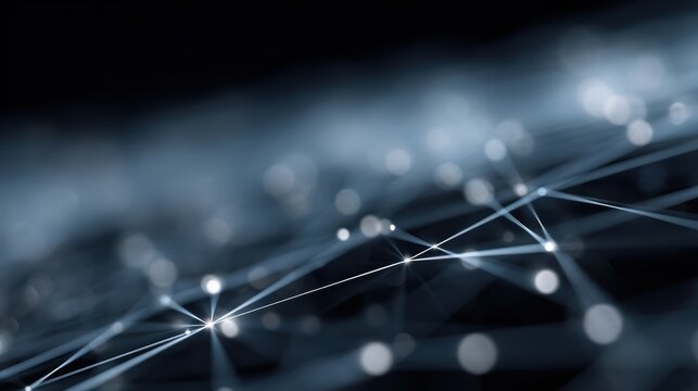 High-tech abstract 3D rendering of digital grid, AI data visualization, and blockchain connections, futuristic technology concept